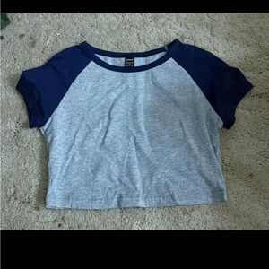 Navy and Gray Cropped Tee